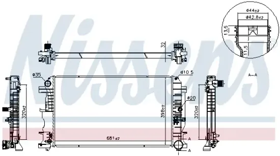 Kühler, Motorkühlung NISSENS 607249 Bild Kühler, Motorkühlung NISSENS 607249