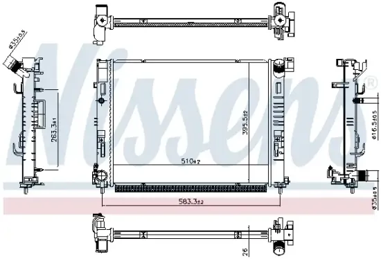 Kühler, Motorkühlung NISSENS 607257 Bild Kühler, Motorkühlung NISSENS 607257