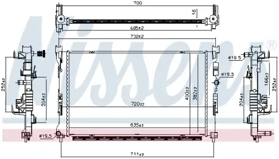 Kühler, Motorkühlung NISSENS 607293 Bild Kühler, Motorkühlung NISSENS 607293