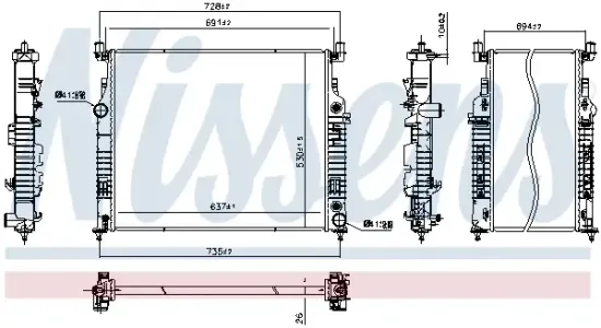 Kühler, Motorkühlung NISSENS 60979 Bild Kühler, Motorkühlung NISSENS 60979