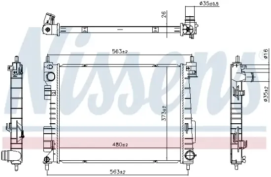 Kühler, Motorkühlung NISSENS 607369 Bild Kühler, Motorkühlung NISSENS 607369