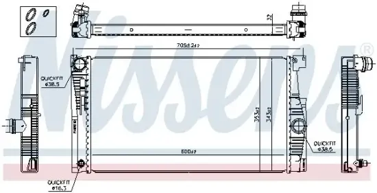 Kühler, Motorkühlung NISSENS 60842 Bild Kühler, Motorkühlung NISSENS 60842