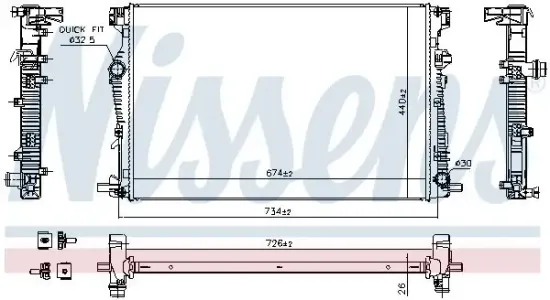 Kühler, Motorkühlung NISSENS 61040 Bild Kühler, Motorkühlung NISSENS 61040