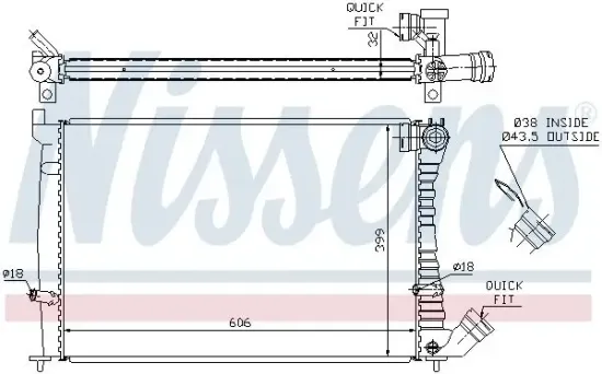 Kühler, Motorkühlung NISSENS 61338A Bild Kühler, Motorkühlung NISSENS 61338A