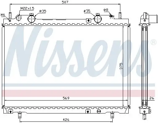Kühler, Motorkühlung NISSENS 61672A Bild Kühler, Motorkühlung NISSENS 61672A
