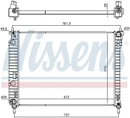 Kühler, Motorkühlung NISSENS 616905 Bild Kühler, Motorkühlung NISSENS 616905