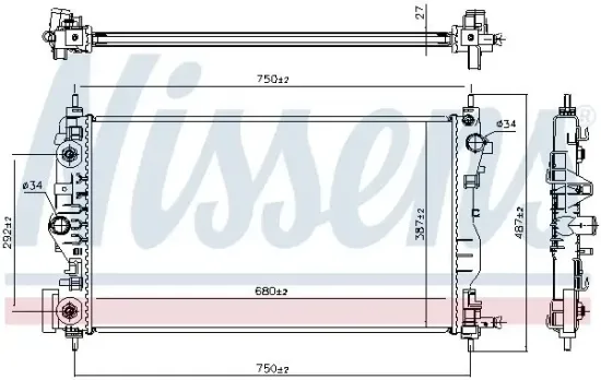 Kühler, Motorkühlung NISSENS 61707 Bild Kühler, Motorkühlung NISSENS 61707