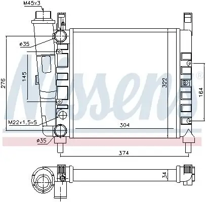 Kühler, Motorkühlung NISSENS 61930 Bild Kühler, Motorkühlung NISSENS 61930