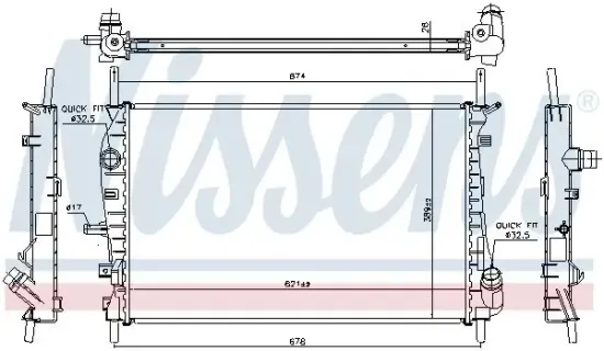 Kühler, Motorkühlung NISSENS 62023A Bild Kühler, Motorkühlung NISSENS 62023A