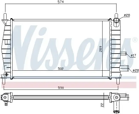 Kühler, Motorkühlung NISSENS 62085A Bild Kühler, Motorkühlung NISSENS 62085A