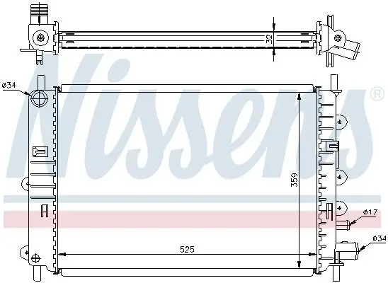 Kühler, Motorkühlung NISSENS 62217A Bild Kühler, Motorkühlung NISSENS 62217A