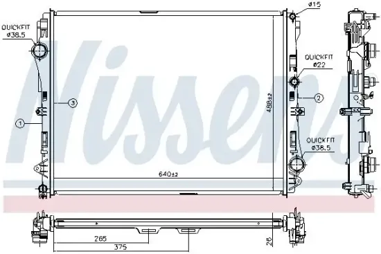 Kühler, Motorkühlung NISSENS 627023 Bild Kühler, Motorkühlung NISSENS 627023