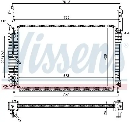 Kühler, Motorkühlung NISSENS 63119 Bild Kühler, Motorkühlung NISSENS 63119