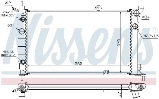 Kühler, Motorkühlung NISSENS 63253A Bild Kühler, Motorkühlung NISSENS 63253A