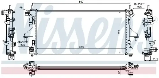 Kühler, Motorkühlung NISSENS 63555A Bild Kühler, Motorkühlung NISSENS 63555A