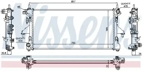 Kühler, Motorkühlung NISSENS 63556 Bild Kühler, Motorkühlung NISSENS 63556