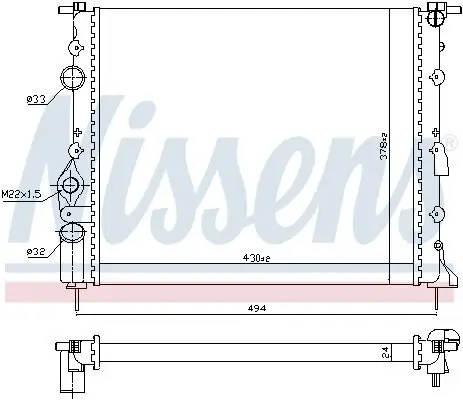 Kühler, Motorkühlung NISSENS 639371 Bild Kühler, Motorkühlung NISSENS 639371