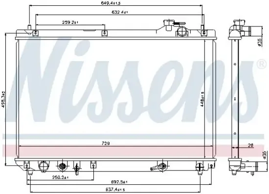 Kühler, Motorkühlung NISSENS 64659 Bild Kühler, Motorkühlung NISSENS 64659