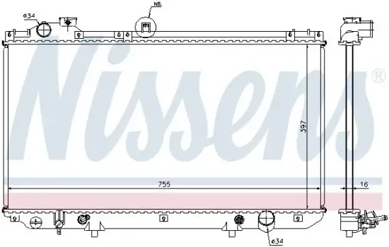 Kühler, Motorkühlung NISSENS 64762 Bild Kühler, Motorkühlung NISSENS 64762