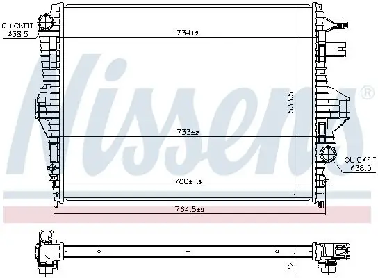 Kühler, Motorkühlung NISSENS 65297 Bild Kühler, Motorkühlung NISSENS 65297