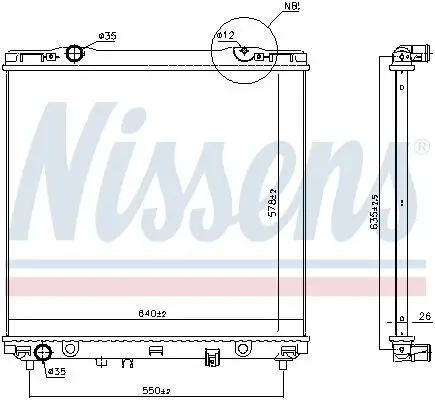 Kühler, Motorkühlung NISSENS 666226 Bild Kühler, Motorkühlung NISSENS 666226