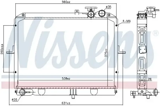 Kühler, Motorkühlung NISSENS 66645 Bild Kühler, Motorkühlung NISSENS 66645