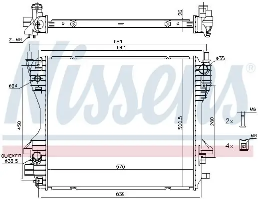 Kühler, Motorkühlung NISSENS 66706 Bild Kühler, Motorkühlung NISSENS 66706
