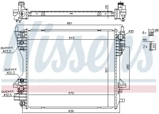 Kühler, Motorkühlung NISSENS 66709 Bild Kühler, Motorkühlung NISSENS 66709