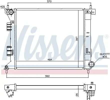 Kühler, Motorkühlung NISSENS 66775 Bild Kühler, Motorkühlung NISSENS 66775
