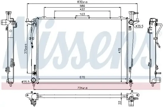 Kühler, Motorkühlung NISSENS 66781 Bild Kühler, Motorkühlung NISSENS 66781