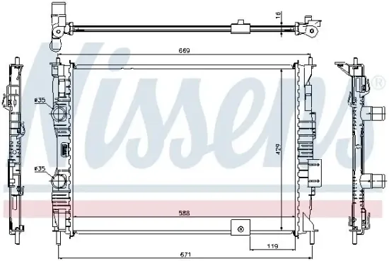 Kühler, Motorkühlung NISSENS 67363 Bild Kühler, Motorkühlung NISSENS 67363