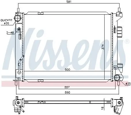 Kühler, Motorkühlung NISSENS 67604 Bild Kühler, Motorkühlung NISSENS 67604