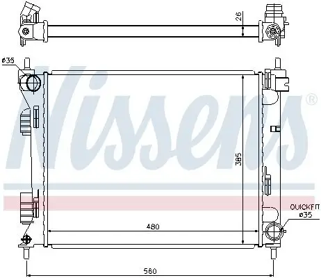 Kühler, Motorkühlung NISSENS 67611 Bild Kühler, Motorkühlung NISSENS 67611