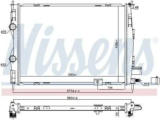 Kühler, Motorkühlung NISSENS 68811 Bild Kühler, Motorkühlung NISSENS 68811