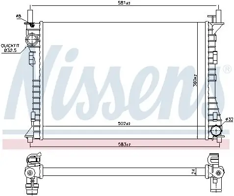 Kühler, Motorkühlung NISSENS 69224 Bild Kühler, Motorkühlung NISSENS 69224