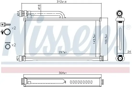 Wärmetauscher, Innenraumheizung NISSENS 70233 Bild Wärmetauscher, Innenraumheizung NISSENS 70233