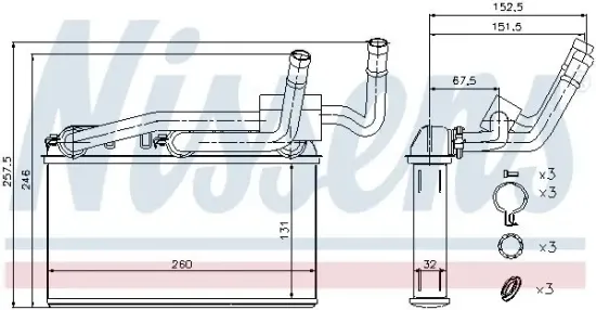 Wärmetauscher, Innenraumheizung NISSENS 70529 Bild Wärmetauscher, Innenraumheizung NISSENS 70529