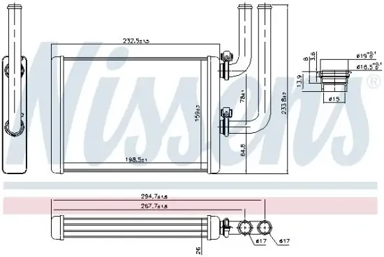 Wärmetauscher, Innenraumheizung NISSENS 707076 Bild Wärmetauscher, Innenraumheizung NISSENS 707076