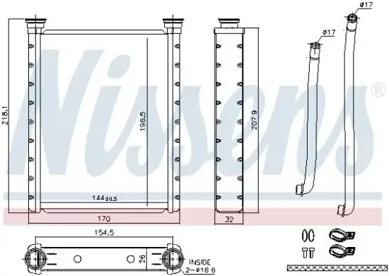 Wärmetauscher, Innenraumheizung NISSENS 707172 Bild Wärmetauscher, Innenraumheizung NISSENS 707172