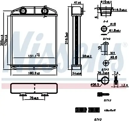 Wärmetauscher, Innenraumheizung NISSENS 707196 Bild Wärmetauscher, Innenraumheizung NISSENS 707196