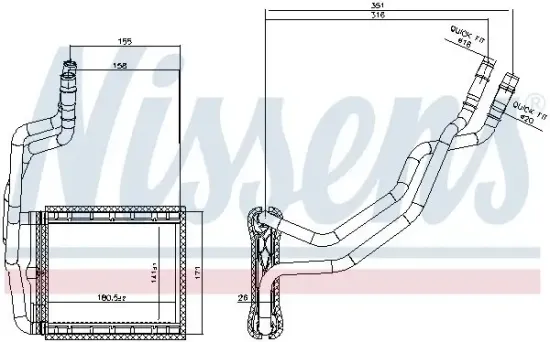 Wärmetauscher, Innenraumheizung NISSENS 707211 Bild Wärmetauscher, Innenraumheizung NISSENS 707211