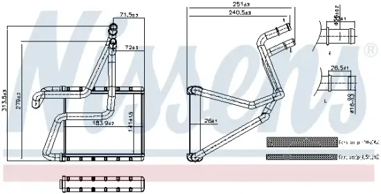 Wärmetauscher, Innenraumheizung NISSENS 707250 Bild Wärmetauscher, Innenraumheizung NISSENS 707250