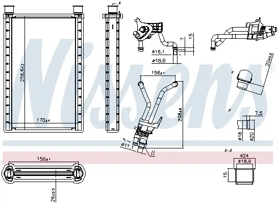 Wärmetauscher, Innenraumheizung NISSENS 707281 Bild Wärmetauscher, Innenraumheizung NISSENS 707281