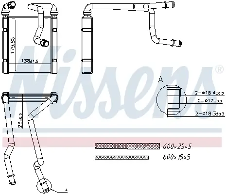 Wärmetauscher, Innenraumheizung NISSENS 707287 Bild Wärmetauscher, Innenraumheizung NISSENS 707287