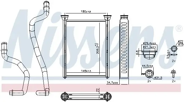 Wärmetauscher, Innenraumheizung NISSENS 707290