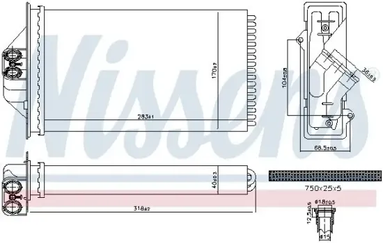 Wärmetauscher, Innenraumheizung NISSENS 707293 Bild Wärmetauscher, Innenraumheizung NISSENS 707293