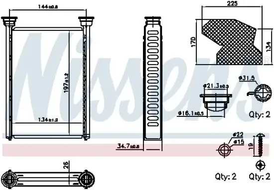 Wärmetauscher, Innenraumheizung NISSENS 707309 Bild Wärmetauscher, Innenraumheizung NISSENS 707309