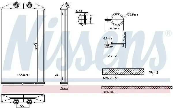 Wärmetauscher, Innenraumheizung NISSENS 707314