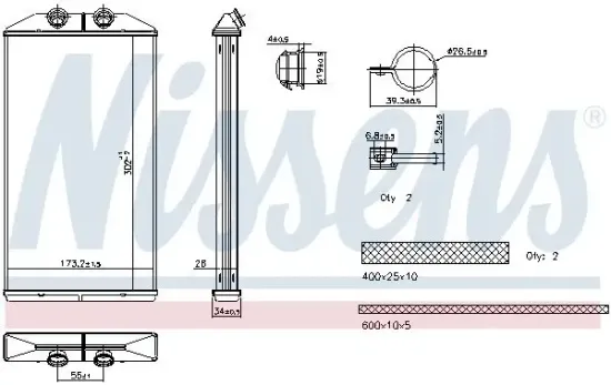 Wärmetauscher, Innenraumheizung NISSENS 707314 Bild Wärmetauscher, Innenraumheizung NISSENS 707314