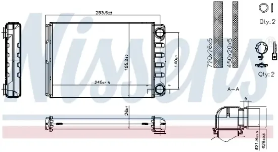 Wärmetauscher, Innenraumheizung NISSENS 707351 Bild Wärmetauscher, Innenraumheizung NISSENS 707351